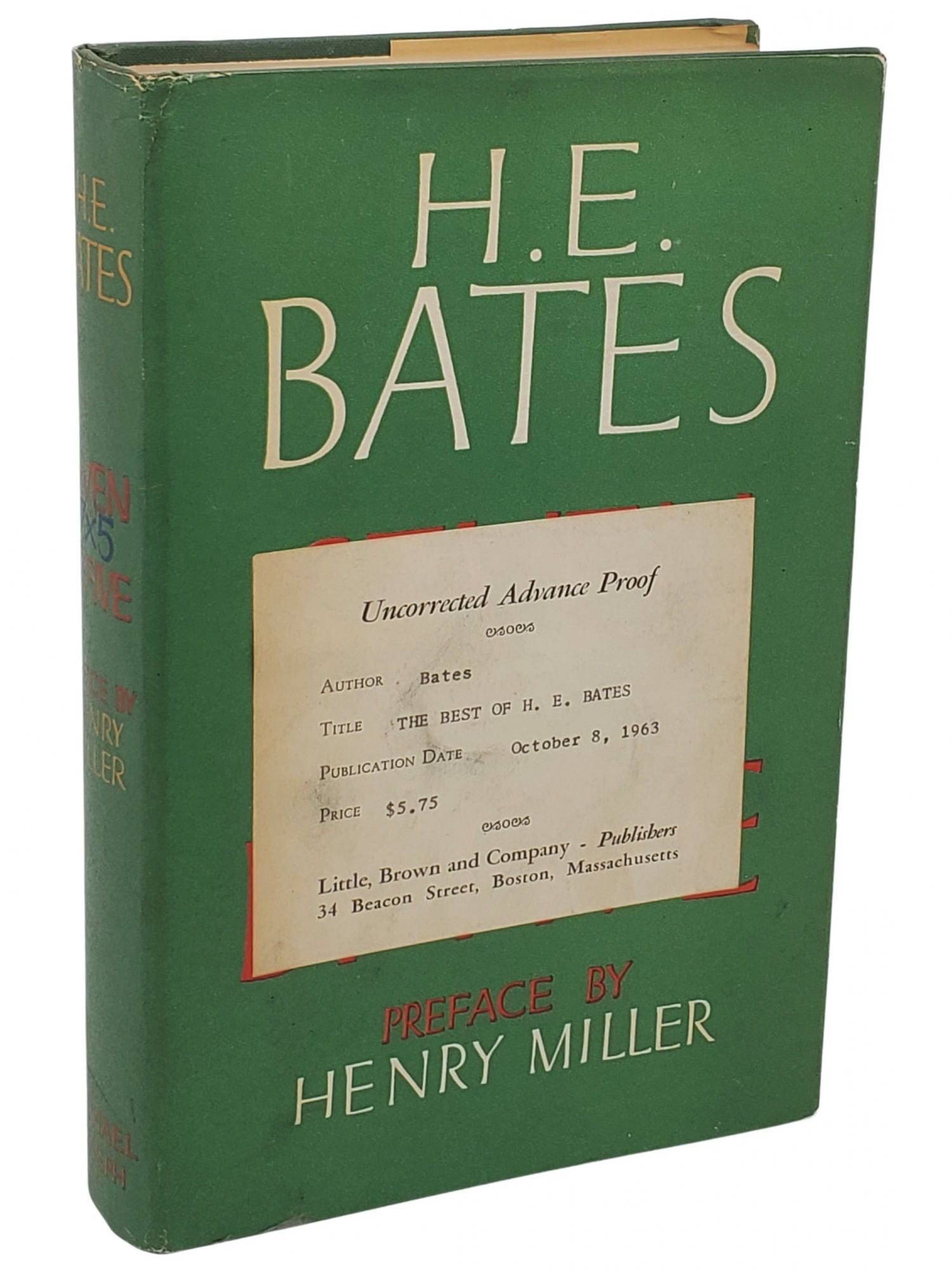 [Book #50642] THE BEST OF H. E. BATES - ADVANCE UNCORRECTED HARDCOVER PROOF. H. E. Bates, Henry Miller.