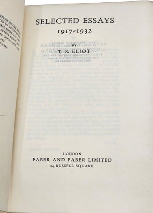 SELECTED ESSAYS 1917-1932.