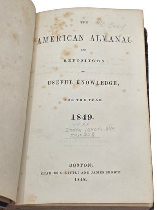 THE AMERICAN ALMANAC AND REPOSITORY OF USEFUL KNOWLEDGE, FOR THE YEAR 1849