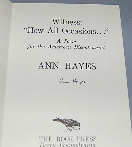 WITNESS: 'How All Occasions...' A Poem for the American Bicentennial.